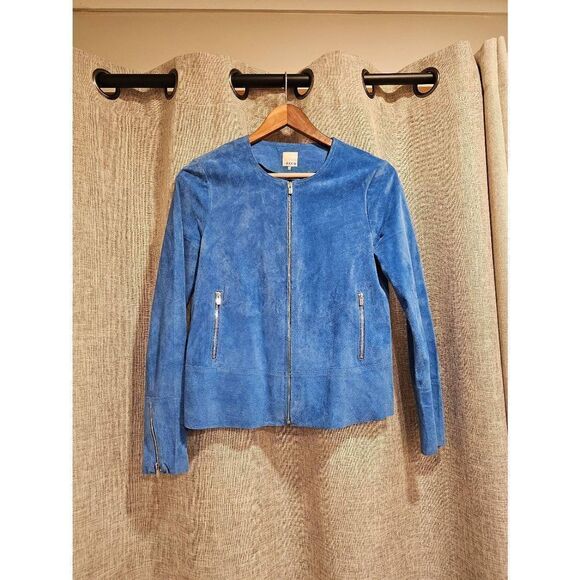 ECRU suede leather zip up jacket Size Small Womens - Picture 1 of 11
